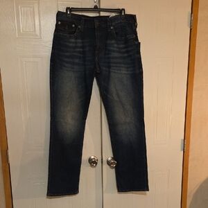 True Religion Dark Blue Straight-Leg Mens Jeans